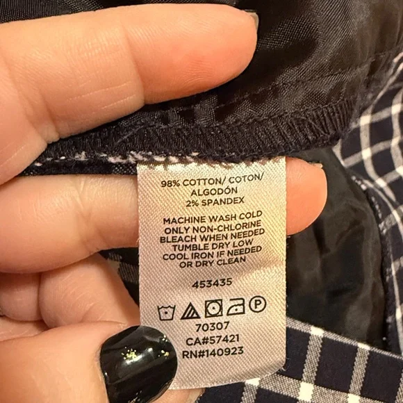 Loft Modern Skinny Ankle Pant Size 4 Navy and White Plaid Office Teacher Work - Picture 9 of 13